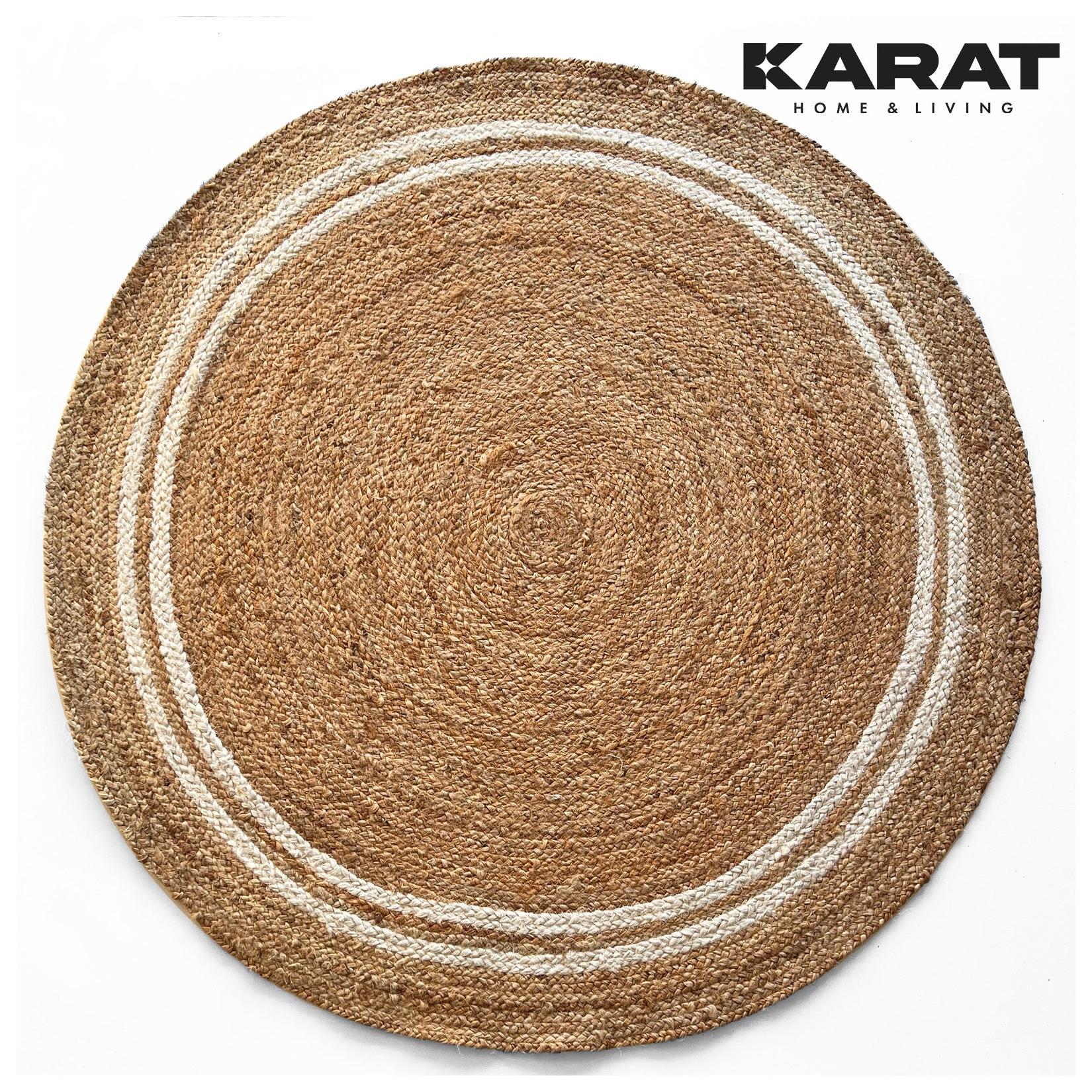 Karat homeliving Jute-Teppich Mumbai Rund Handgewebt Aus Naturfasern