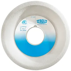 TYROLIT Keramisch konventionell für den Trockenschliff D/JxTxH 80/57x32x20 Für un- und niedriglegierte Stähle, hochlegierte Stähle und HSS., Form: 11, Art. 338237