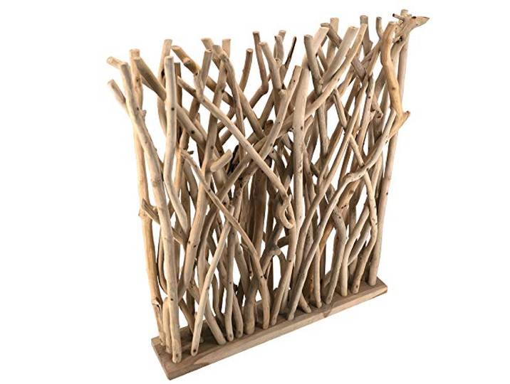 Raumteiler Wohndekoration aus Teak-Treibholz B/H/T 75/90/14