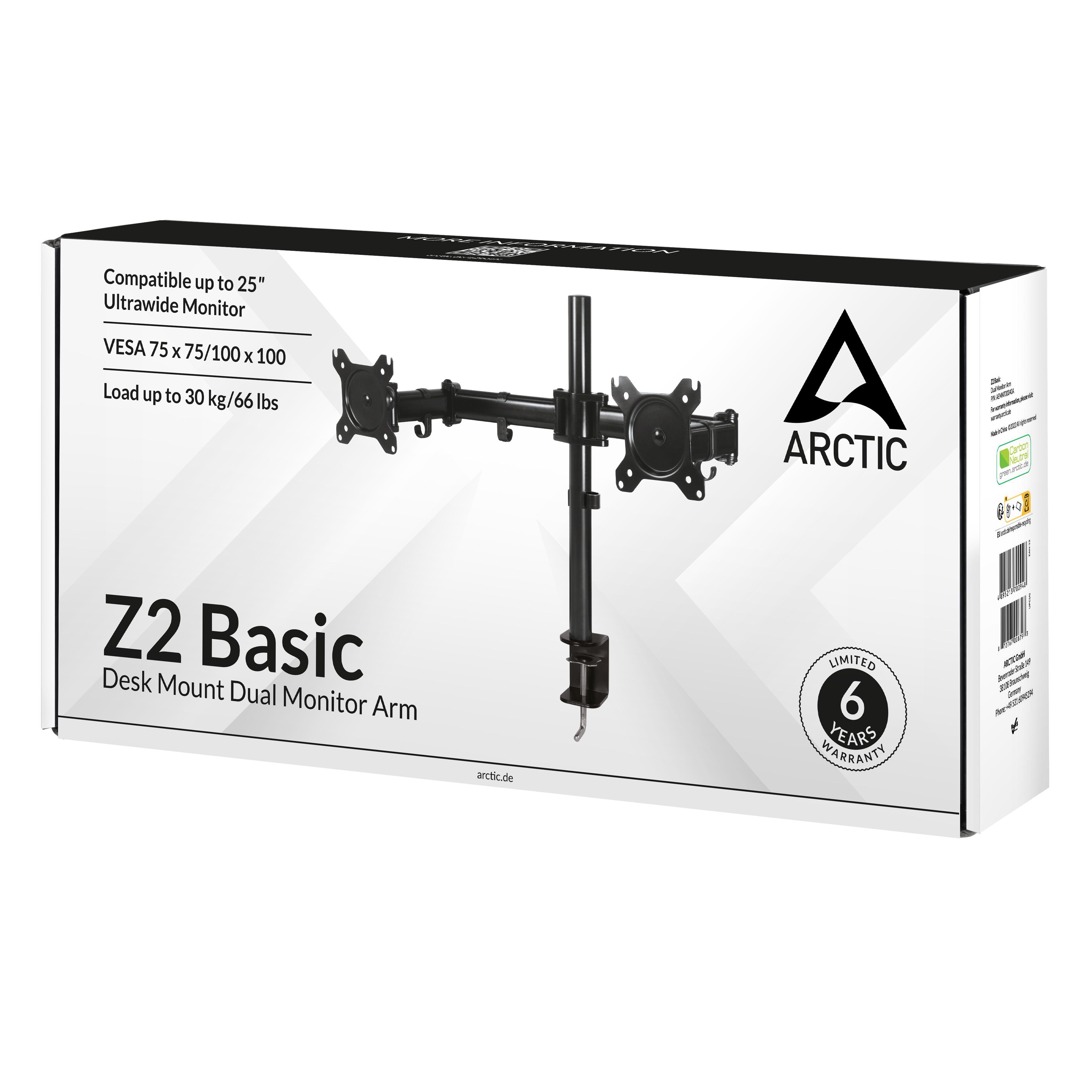 ARCTIC Z2 Basic Monitorarm Monitore bis zu 28 Zoll Tischbefestigung AEMNT00040A