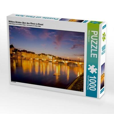 CALVENDO Puzzle Mittlere Brücke über den Rhein in Basel | 1000 Teile Lege-Größe 64x48cm Foto-Puzzle für glückliche Stunden