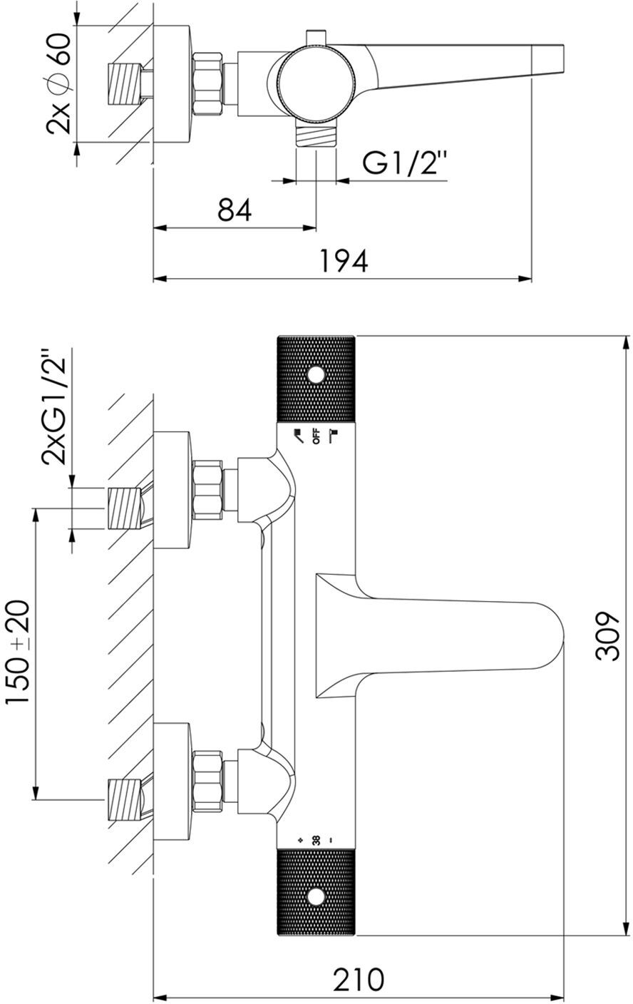 Steinberg Serie 171 Wannen-Aufputzthermostat