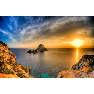 Fototapete PAPERMOON "Insel Es Vedrá Ibiza", bunt, B:3,5m L:2,6m, Vlies, Tapeten