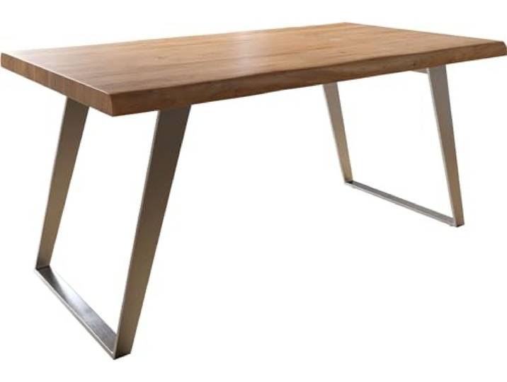 Esszimmertisch Edge Akazie Natur 160x90 XL Edelstahl Schräg Live-Edge