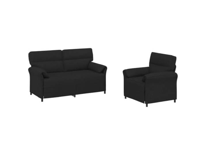 PUGYNBK 2-Sitzer-Sofa, schwarz, Polyestergewebe mit Metallrahmen Modern, rechteckig, bequemer Schaumstoff, geschwungene Armlehnen, einfache Montage, täglicher Gebrauch