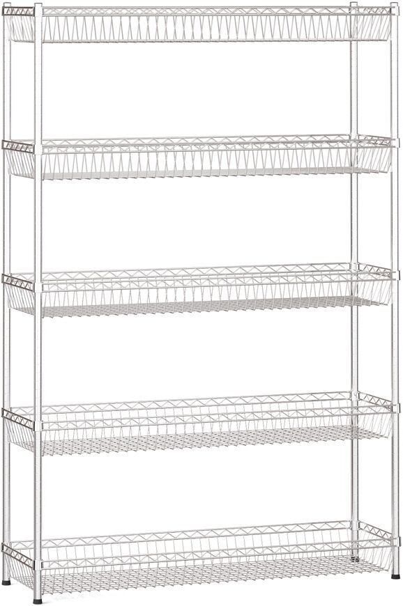 B2B Partner Drahtreggal mit Körben, 1800 x 1200 x 350 mm, 5 Ablagen