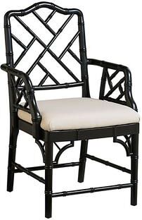 Dayna Arm Chair - Worn Black/Sandberg Parchment - Ballard Designs