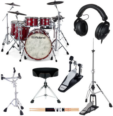 Roland VAD716-GC E-Drum Set Bundle Gloss Cherry