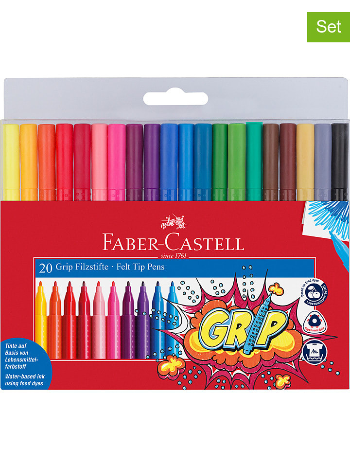 Faber-Castell 2er-Set: Filzstifte "Grip Colour" - 2x 20 Stück - onesize