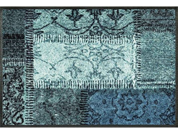 Wash+Dry Fußmatte Vintage Patches türkis 50x75 cm, grün innen und außen, waschbar