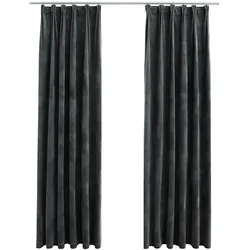 vidaXL Verdunkelungsvorhänge mit Haken 2 Stk. Samt Anthrazit 140x245cm