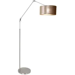 Gelenkleuchte Stehleuchte Wohnzimmerlampe verstellbar Stahl Textil taupe E27