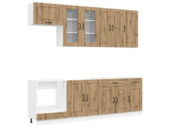 GPWERSDF Kücheneinheit Kalmar 8 pcs Artisan-Eiche Holzwerkstoff Verstellbare Füße, Wandbefestigung, pflegeleichte Oberfläche, Stauraum für Küchenutensilien