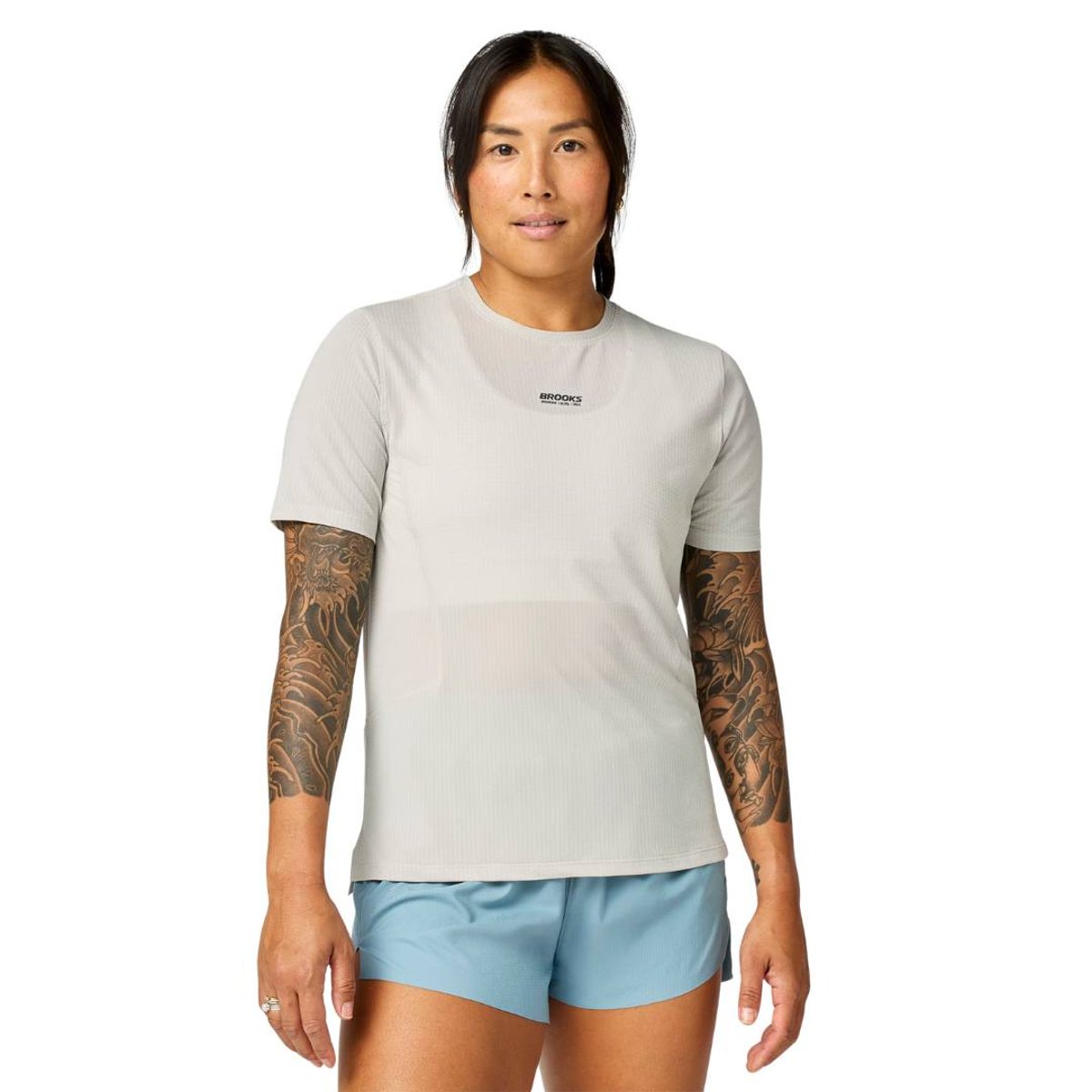 Camiseta Brooks High Point 2.0 Cinza Mulher, Tamanho L Mulher