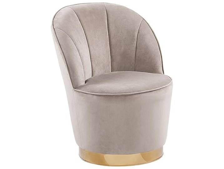 Beliani Sessel Hellbeige Samtstoff Trendy Samtige Polsterbezug Stoff, Beige, Ohne Armlehnen, Schaumstoff-Füllung, Sperrholz, Sitzhöhe 40 cm, Benötigt keine Montage, Belastbarkeit 130 kg