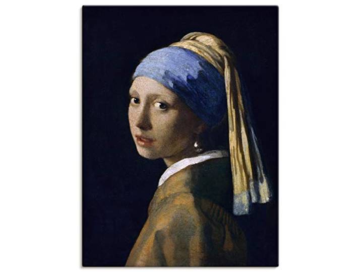 ARTLAND Wanddeko Leinwand Bilder Wandbild 60x80 cm Portrait Frau Schmuck Perlen Das Mädchen mit dem Perlenohrgehänge 1665 Barock Jan Vermeer van Delft R1DI