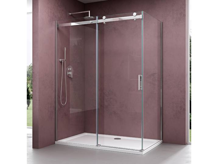 doporro Cabine de Douche 70x100 Paroi de Douche Montage Réversible avec Porte Coulissante Ravenna17 70x100x195cm Verre ESG Transparent 8mm