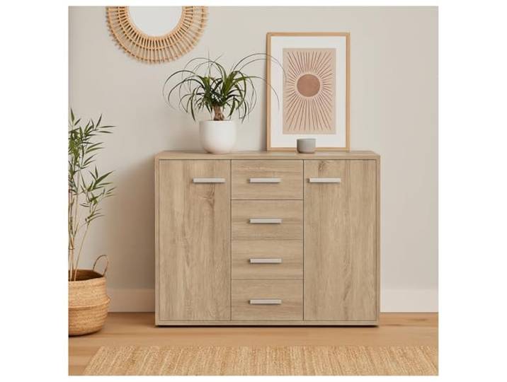 HTI-Line Kommode Nina mit 4 Schubladen Anrichte Sideboard Schrank Sonoma