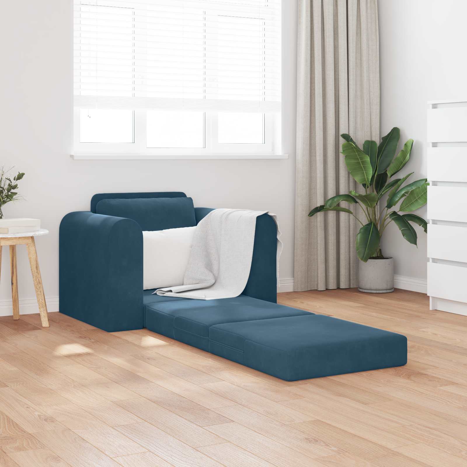 vidaXL Canapé-Lit Bleu 98 x 71 x 83 cm Velours