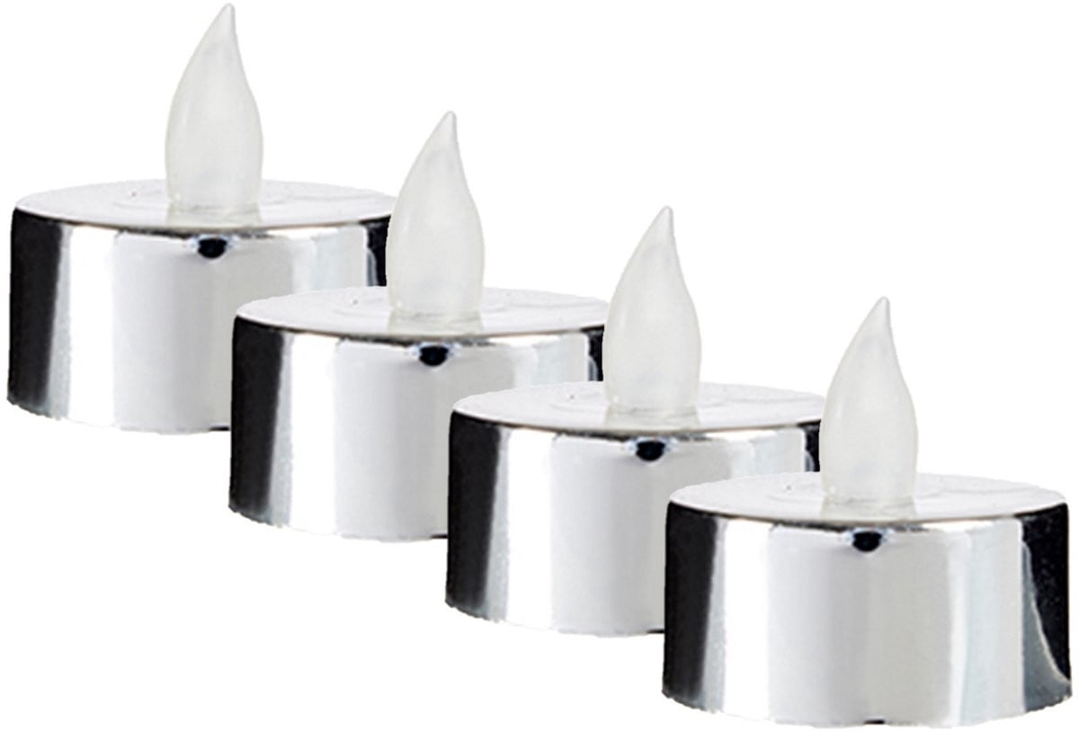 Giftdecor LED waxinelichtjes zilverkleurig - 20 stuks