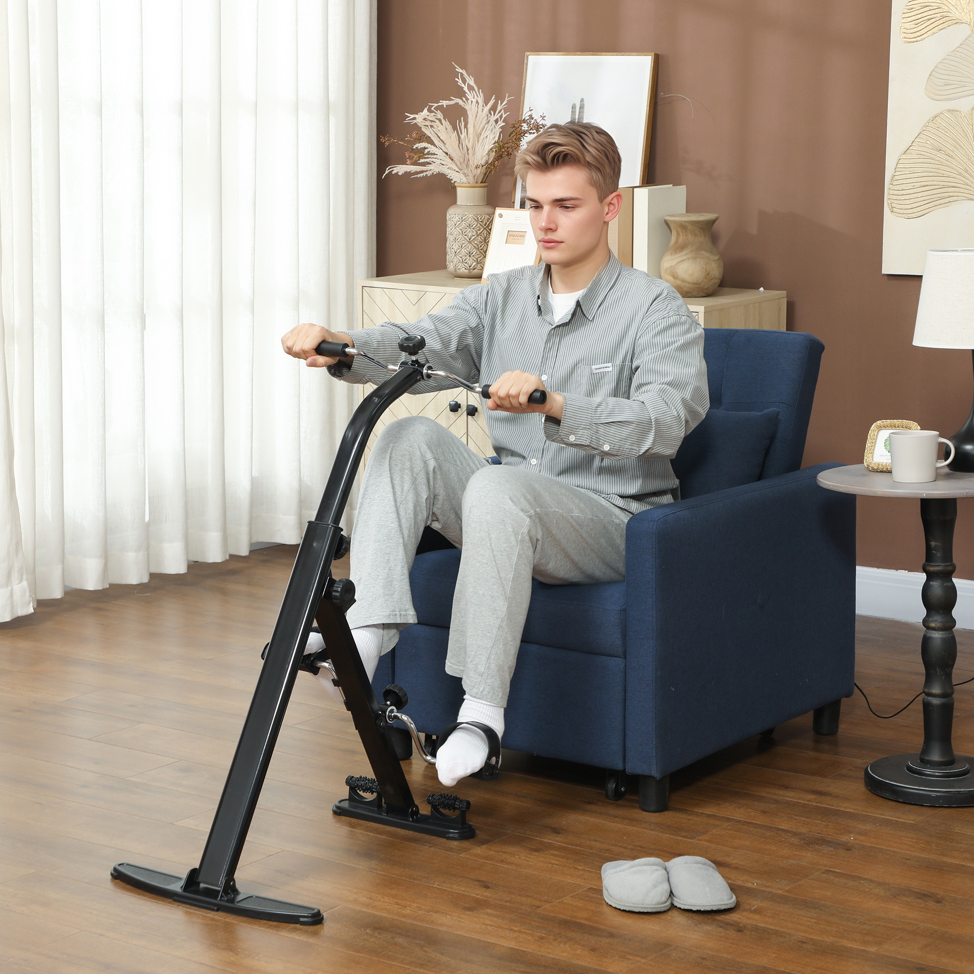 Sportnow Cyclette per Riabilitazione Gambe e Braccia Pieghevole, Schermo LCD e Altezza Manubrio Regolabile, 57x45x95-101 cm, Nero   Aosom Italy