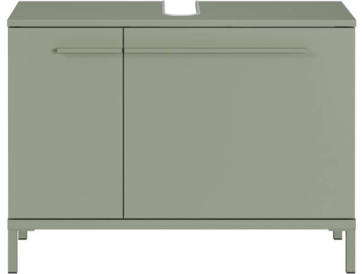 Waschbeckenunterschrank GERMANIA Waschbeckenunterschrank , grün (taupegrün), B:80cm H:59cm T:34cm, Holzwerkstoff, Metall, Schränke, Waschbeckenunterschrank, Waschbeckenunterschrank mit Siphonausschnitt