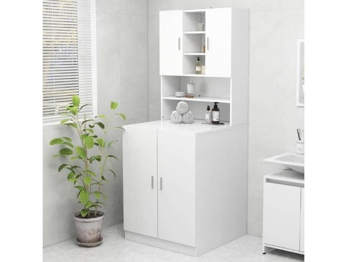 LED- Meuble pour machine à laver Blanc