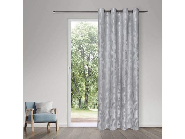 Vorhang GERSTER Raja Gr. 1, silber (silberfarben), B:45cm H:245cm, Polyester, Gardinen, Vorhang, SB-Ösenschal Raja