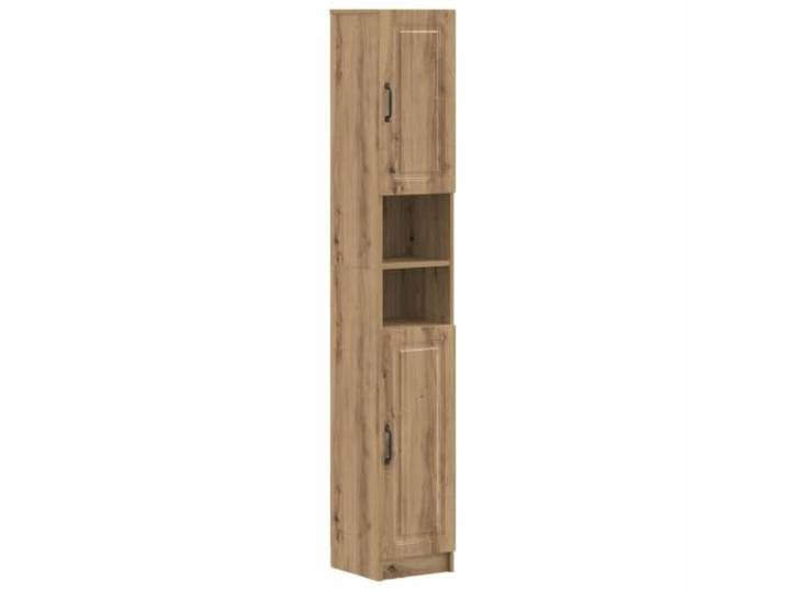 WEMYUFURN Badezimmerschrank mit Offenem Regal, Artisan-Eiche Holzwerkstoff, feuchtigkeitsbeständig, umkehrbare Tür, mehrere Regale, offene Ablage, kompakte Maße