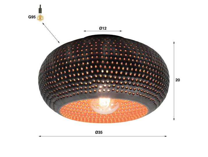 ZIJLSTRA Deckenlampe Punchray, dimmbar, schwarz, für Wohn- / Esszimmer, Metall, Deckenlampe
