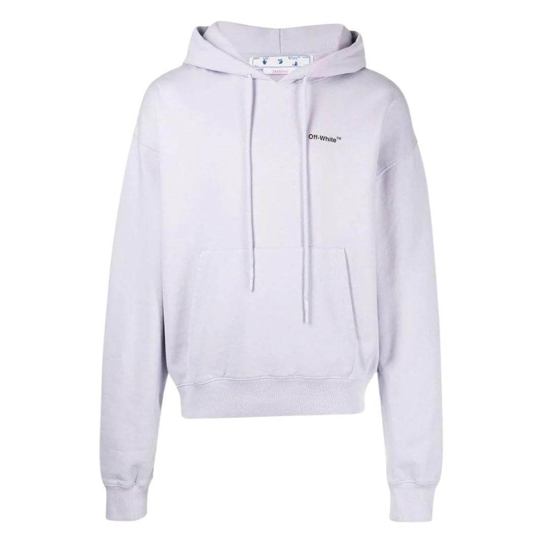 Gebroken witte Caravaggio-pijl over stoffige lila paarse hoodie