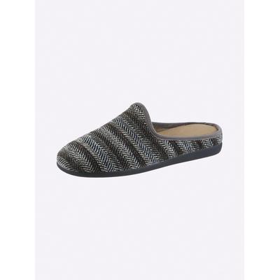 Hausschuh CLASSIC, Herren, Gr. 43, grau (anthrazit, gemustert), Basic, Schuhe Hausschuh