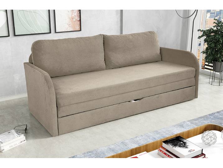 Schlafsofa Exide Grau Strukturstoff Premila 203 x 90 x 87cm Modern