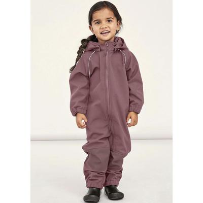 Softshelloverall NAME IT "NMNALFA SOFTSHELL SUIT SOLID FO NOOS", Mädchen, Gr. 110, N-Gr, rosa (wistful mauve), Softshell, Obermaterial: 94% Polyester, 6% Elasthan, unifarben, Overalls