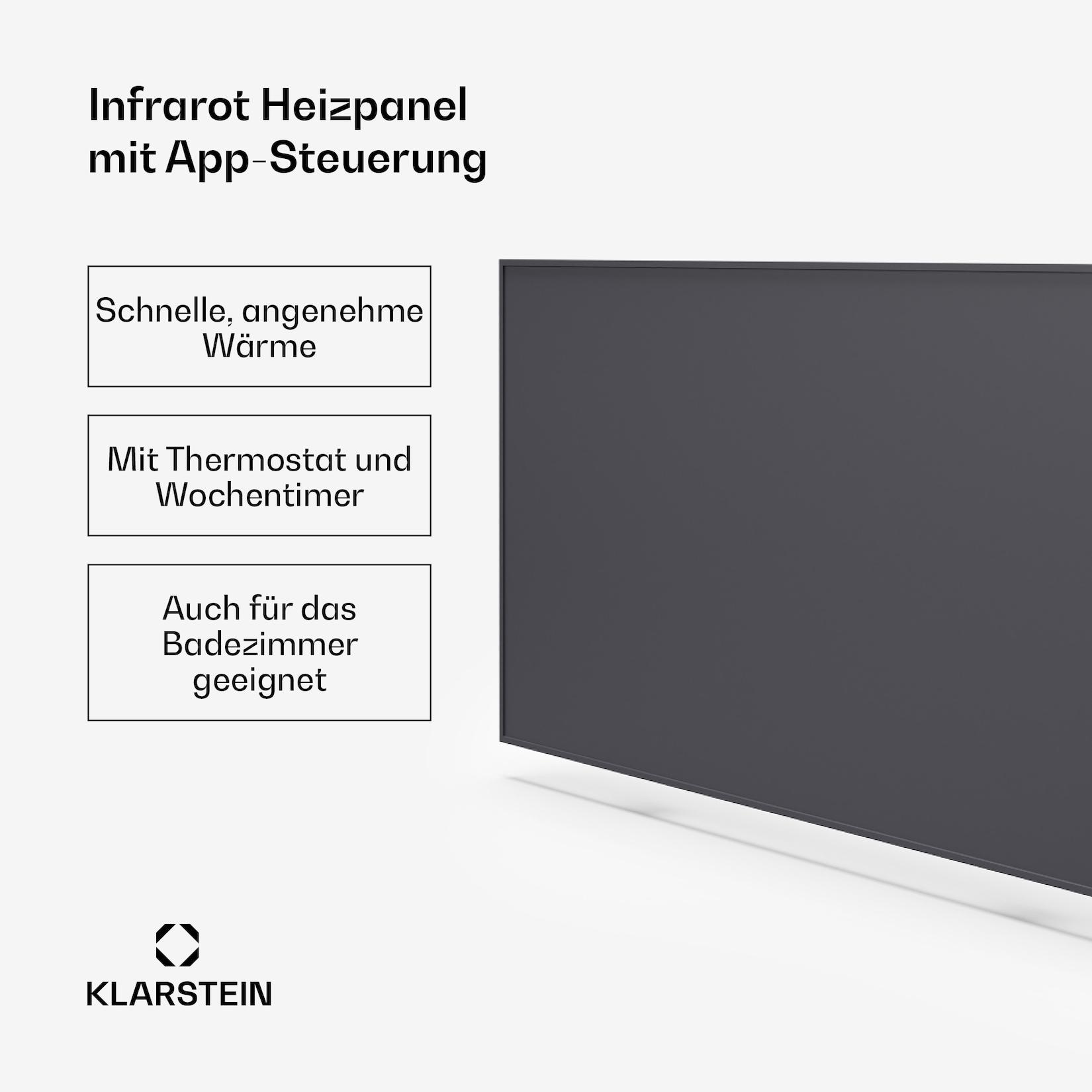 Wonderwall Smart Infrarotheizung 60x120cm App 770W Wochentimer IP24 Dunkelgrau 770 Watt