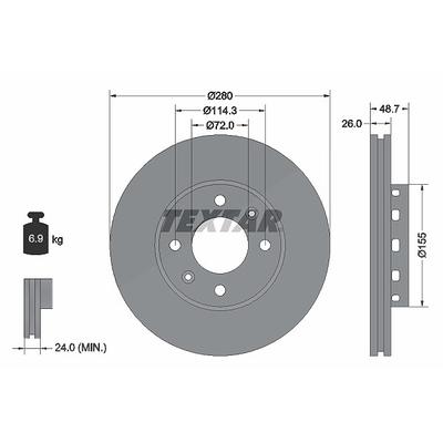 Textar 1x Bremsscheibe [Hersteller-Nr. 92131700] für Kia