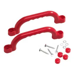 Handgriffe – 2er-Set aus robustem Kunststoff in der Farbe Rot, inkl. Montagematerial, einfache Anbringung, für Spielgeräte und Kletterwände