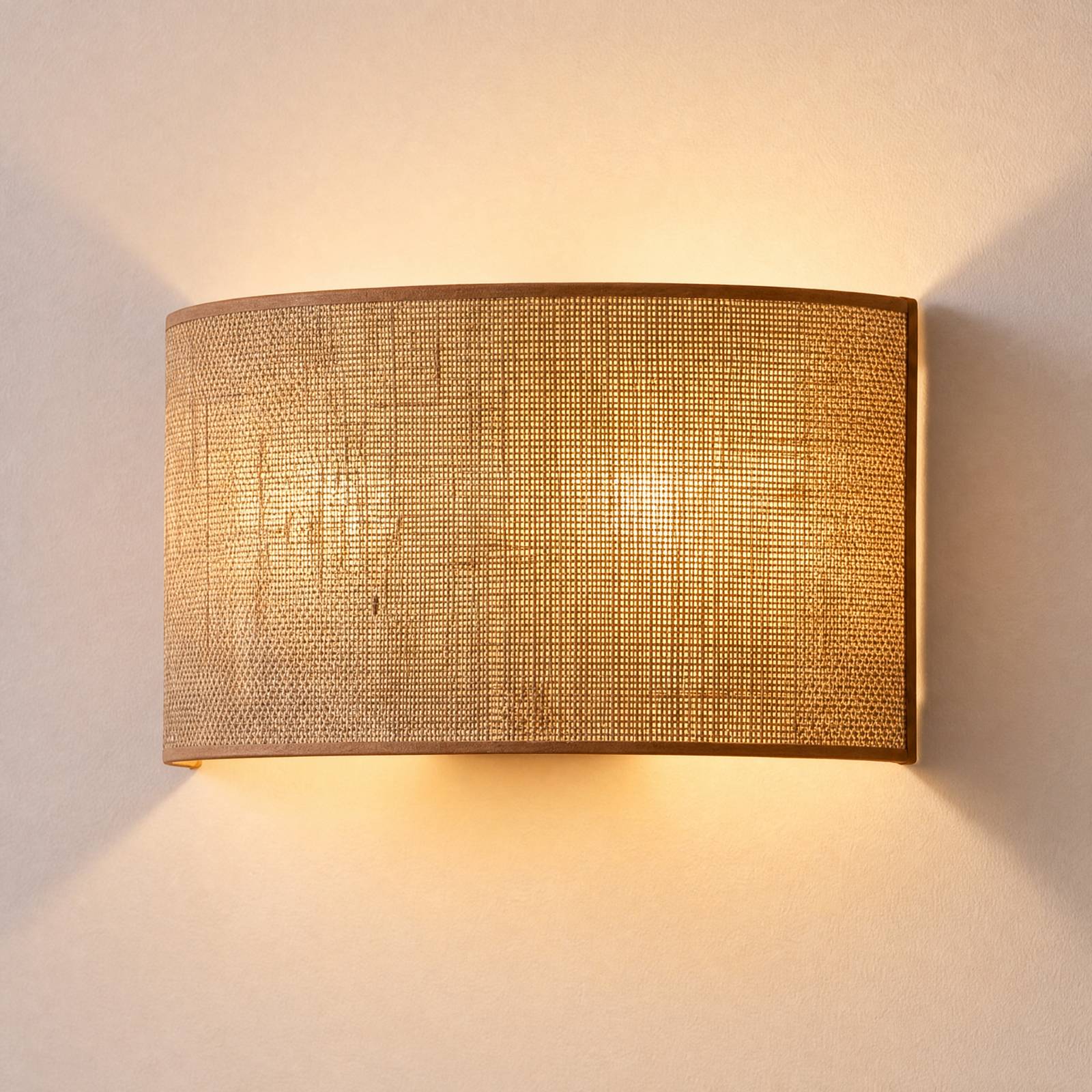 Wandlampe Nature Duolla, braun / rost, für Flurbereich, Textil / Stoff / Seide, Wandleuchte, Wandlampe Innen