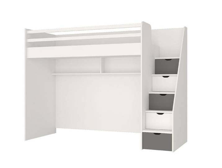 almila Hochbett Neo mit Seitentreppe, Stauraum und Regal