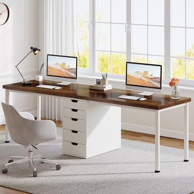 Bluebell 78.7 Inches Computer Desk with 5 Drawers, Two Person Office Des