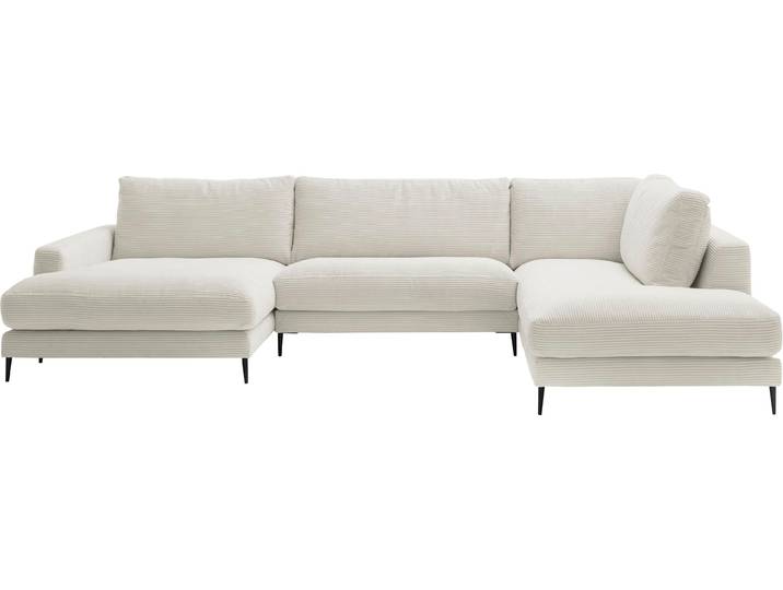 Wohnlandschaft HOME AFFAIRE Downtown XXL B/T/H: 341/223/84 cm Loungemöbel zum Relaxen , grau (hellgrau), B:341cm H:84cm T:223cm, 88% Polyester, 12% Polyacryl, Sofas, Wohnlandschaft, weicher Sitzkomfort, Cord-Bezug, weicher Sitzkomfort U-Form
