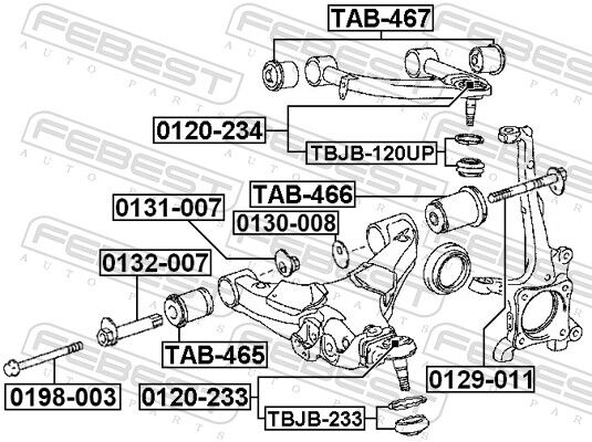 Febest Befestigungsbolzen, Querlenker 0198-003 Für Toyota