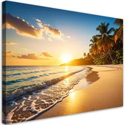 LEINWANDBILD Sonnenuntergang Strand Meer 90x60cm