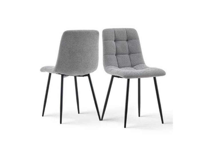 LuxusKollektion Esszimmerstuhl Esszimmerstühle Wohnzimmerstuhl 2er Set Chenille Dunkelgrau