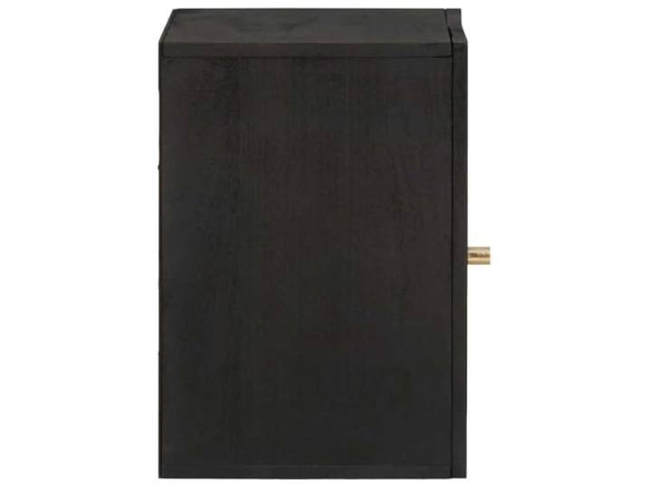 KTHLBRH Wandschrank schwarz 38 x 33 x 48 cm Mangoholz massiv Mit Messingknöpfen in Goldprägung, Wandmontage, für Badezimmer oder Wohnzimmer
