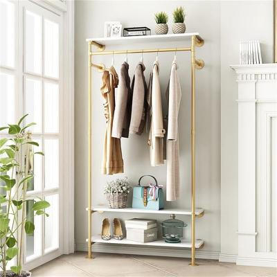 No "Industrial Pipe Clothing Racks with White Shelves - 9.8""D x 39.3""W x 80.8""H"