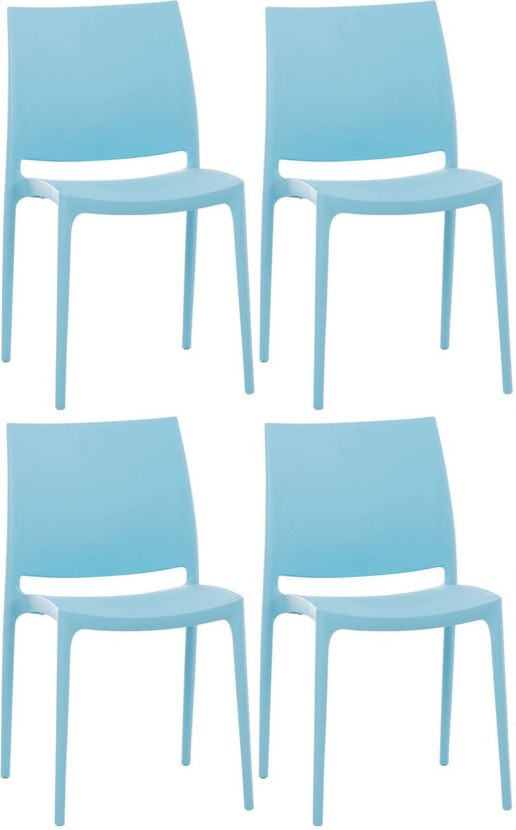 CLP Maya Set van 4 lichtblauwe weerbestendige stapelstoelen
