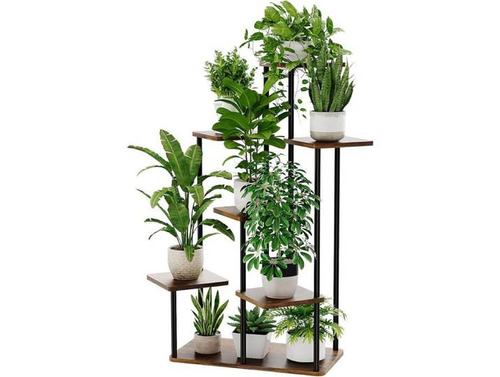 Support pour plantes d'intérieur 7 niveaux - Escalier de fleurs en bois et métal - Étagère à plantes marron foncé