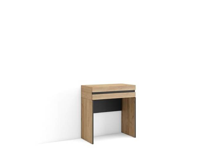 Skraut Home Konsolentisch, Flurtisch Beistelltisch für Eingang 70x75x35 cm mit Schublade Eingangstisch Moderner Stil Eiche
