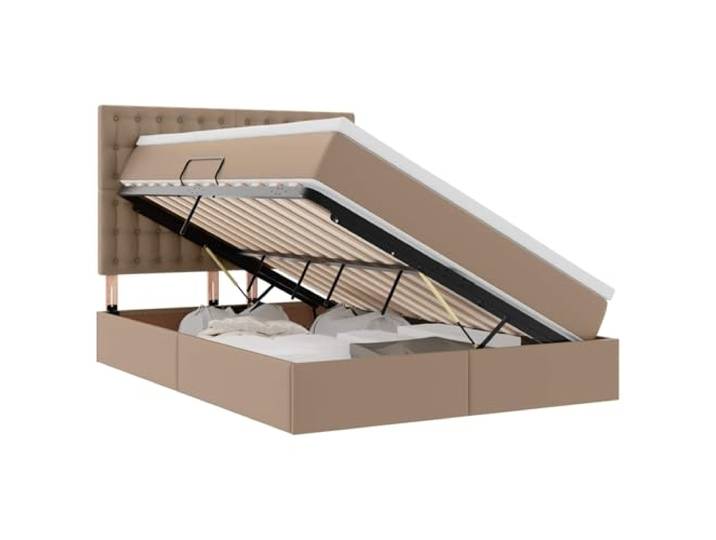 KKgypkn Hier ist der optimierte Titel gemäß Ihren Vorgaben: **Kunstlederbett mit hydraulischem Lift 140x200 cm, Stauraumbett mit LED-Beleuchtung und Matratze, Cappuccino**
